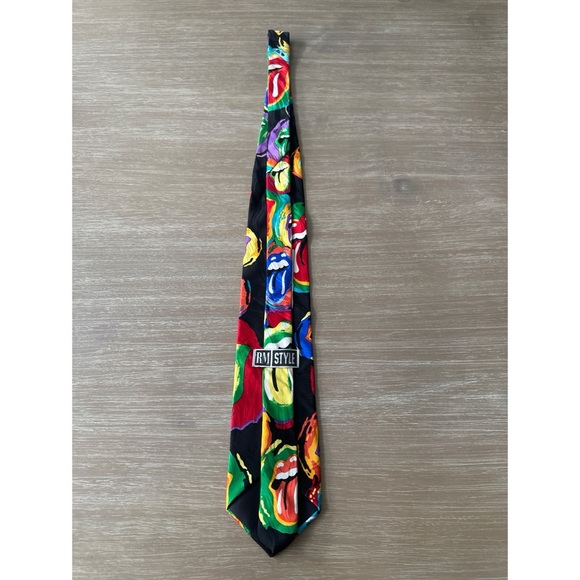 RM STYLE Vintage “Painted Tongues” Rolling Stones Silk Tie - Picture 3 of 6